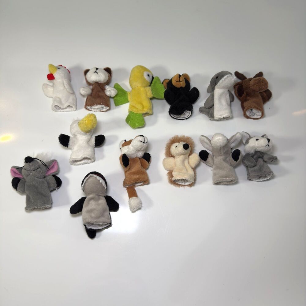 Finger Puppets Animal Plush Barn Animals Wild Animals Educational Toys LOT of 13